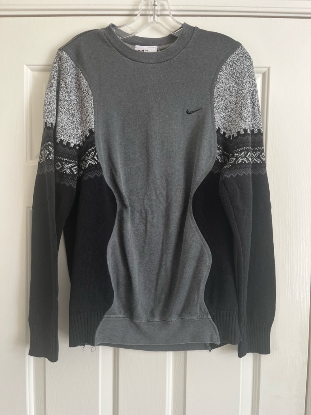 Upcycled MORGAN FACTORY black gray Nike sweatshirt XS S